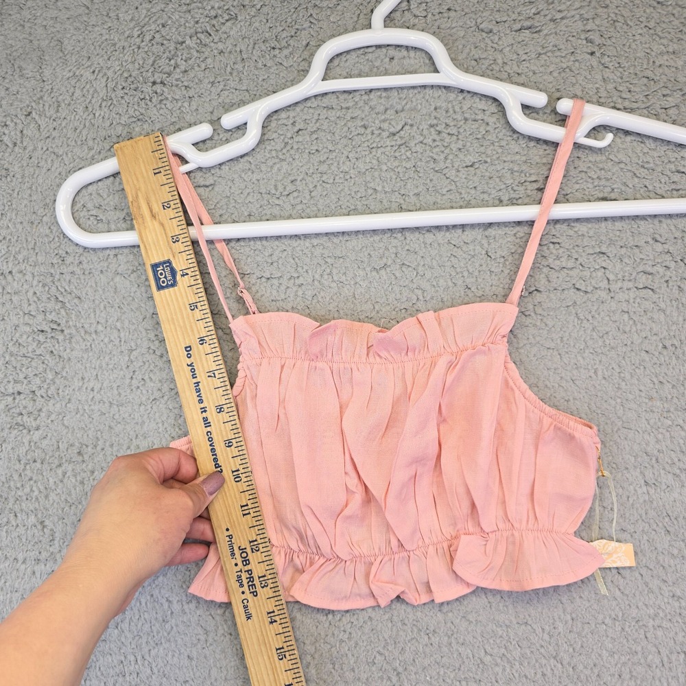 Blashe Ruffle Crop Top Womens Small‎ Lot of 2 White Pink Ruched Camisole - Picture 4 of 16